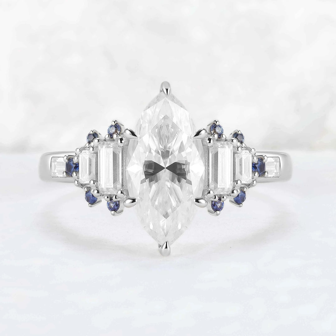 Nature Inspired Marquise Cut Moissanite Gemstone Ring