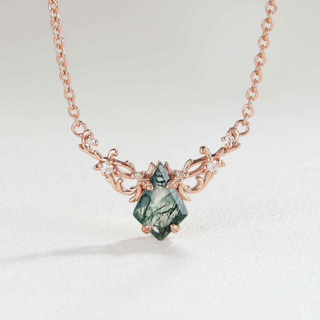 Kite Shaped Lab Orange Sapphire Rose Gold Necklace Halloween Jewelry