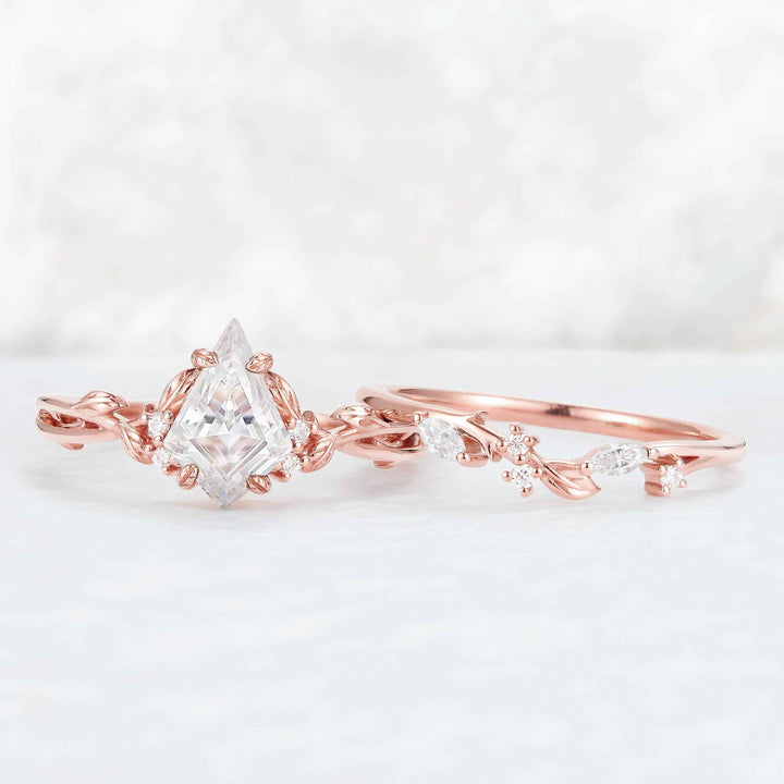 Nature Inspired Kite Cut Moissanite Leaf Gemstone Ring