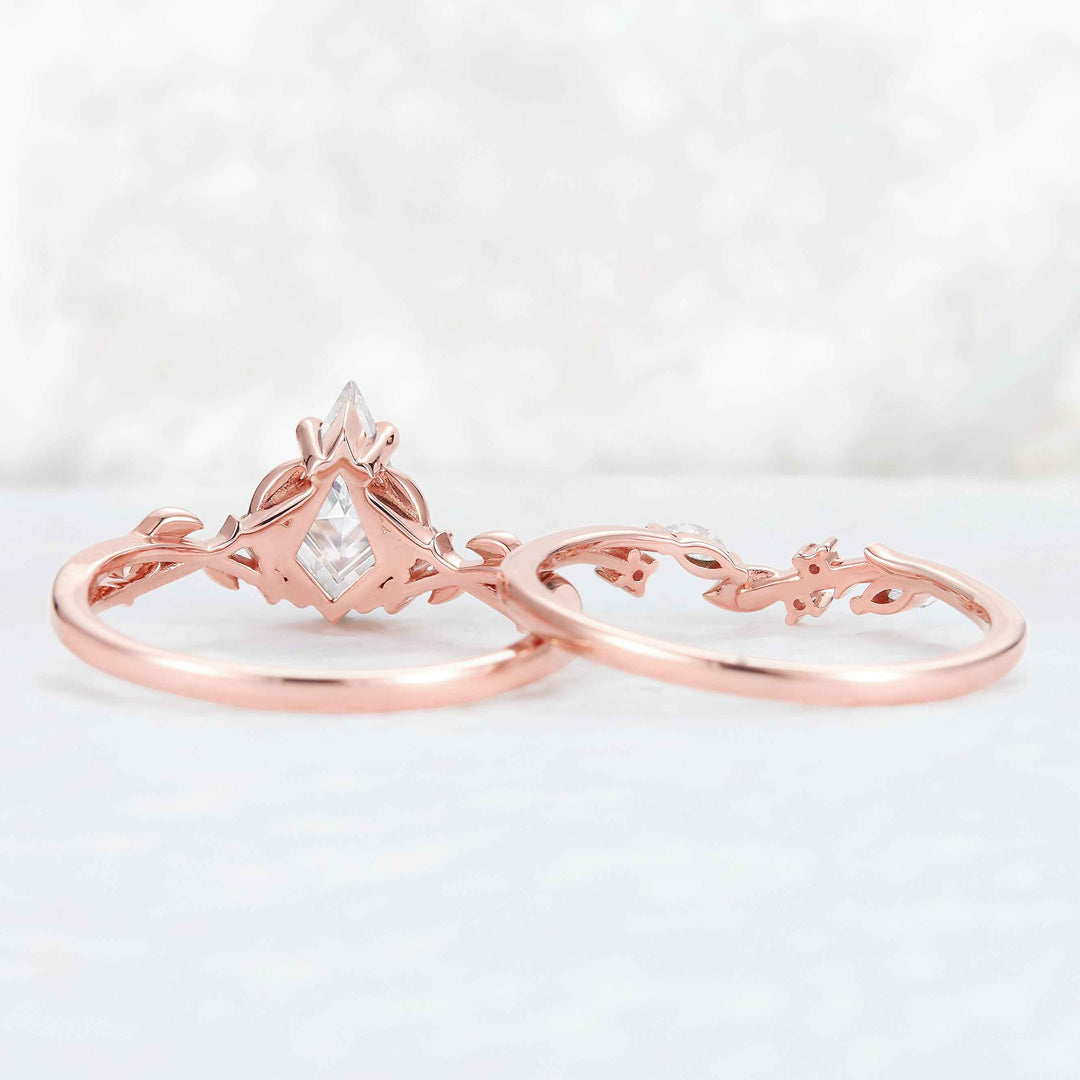 Nature Inspired Kite Cut Moissanite Leaf Gemstone Ring