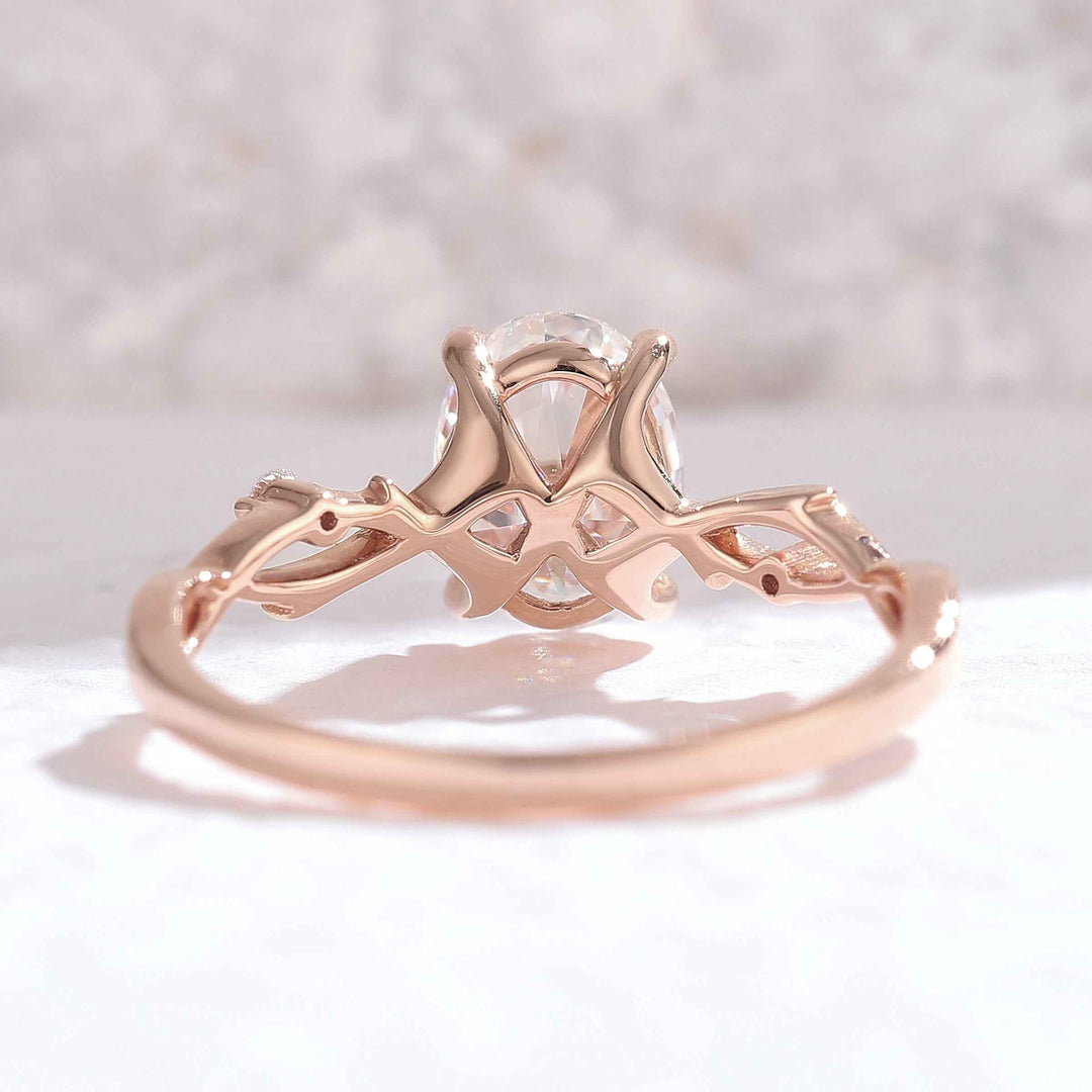 Nature Inspired Oval Cut Moissanite Twist Vine Engagement Ring