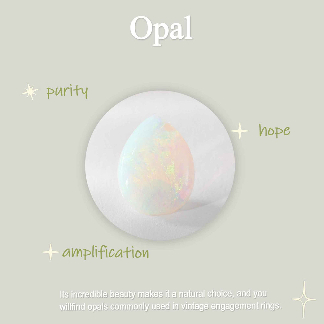 Iver Jewelry Nature Pear Shaped Opal Vine Engagement Ring Set 3pcs
