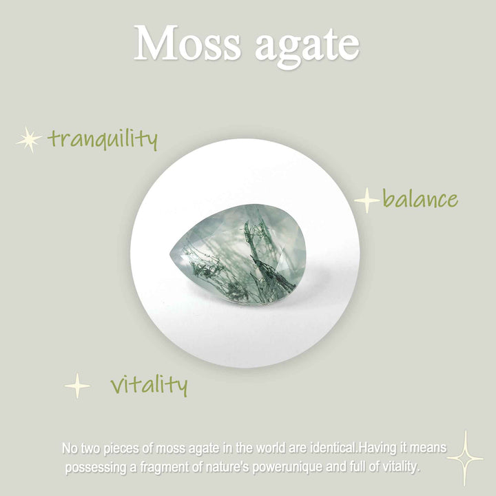 Nature Inspired Oval Cut Moss Agate with Petal Side Engagement Ring