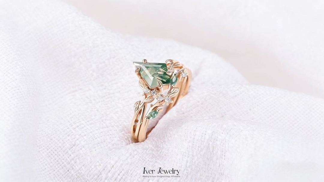 Moss Agate Engagement Rings