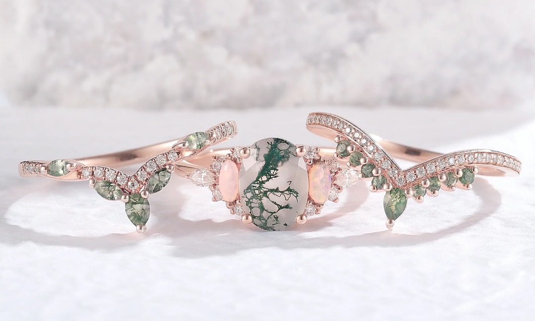 Moss Agate Wedding Rings: Meaning, Styles &amp; Care Tips
