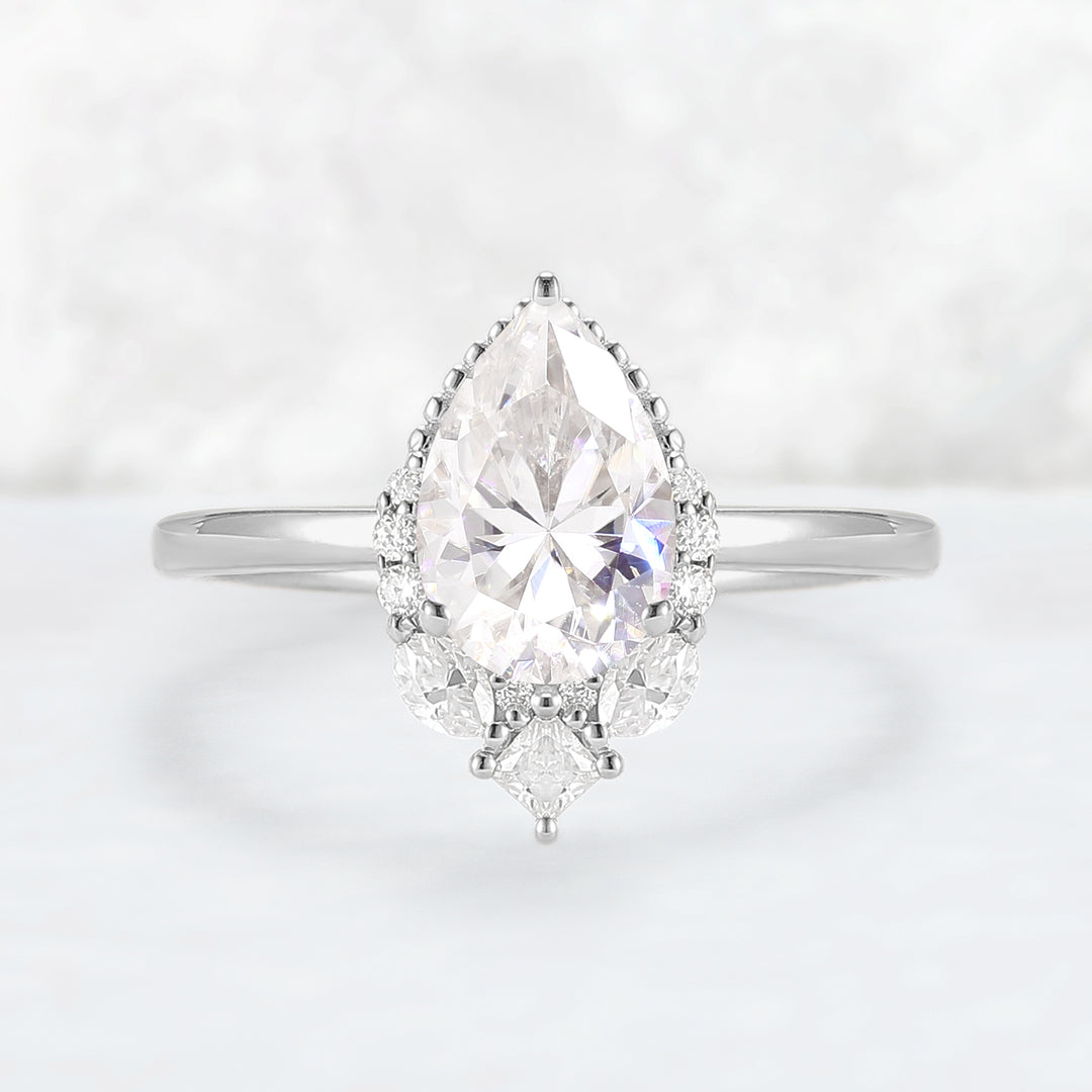 Charlotte Pear Cut Moissanite Gemstone Ring