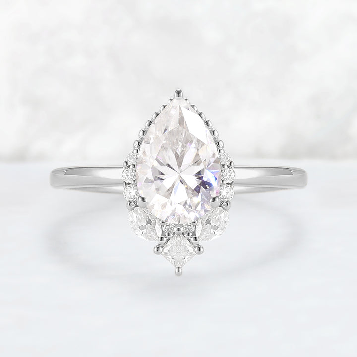 Charlotte Pear Cut Moissanite Gemstone Ring