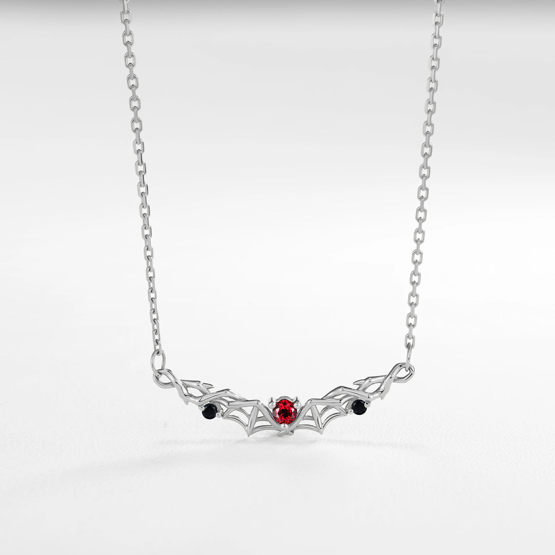 Batwing & Leafy Round Cut Garnet Earrings Gift for Her