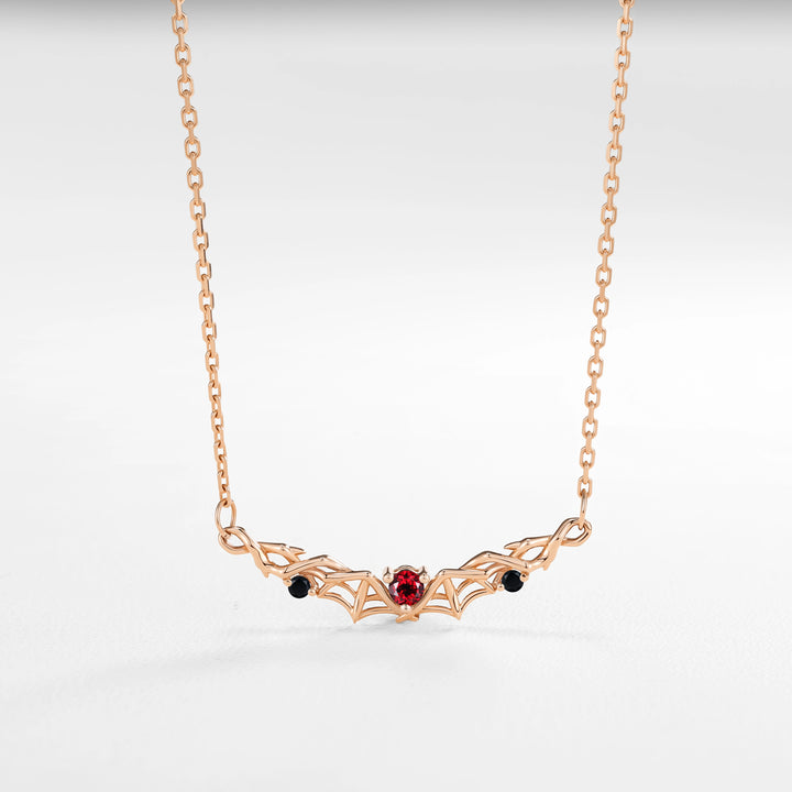 Batwing & Leafy Round Cut Garnet Earrings Gift for Her
