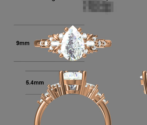 Custom Cluster Pear Shaped Moissanite Gemstone Ring for Andrei Pis