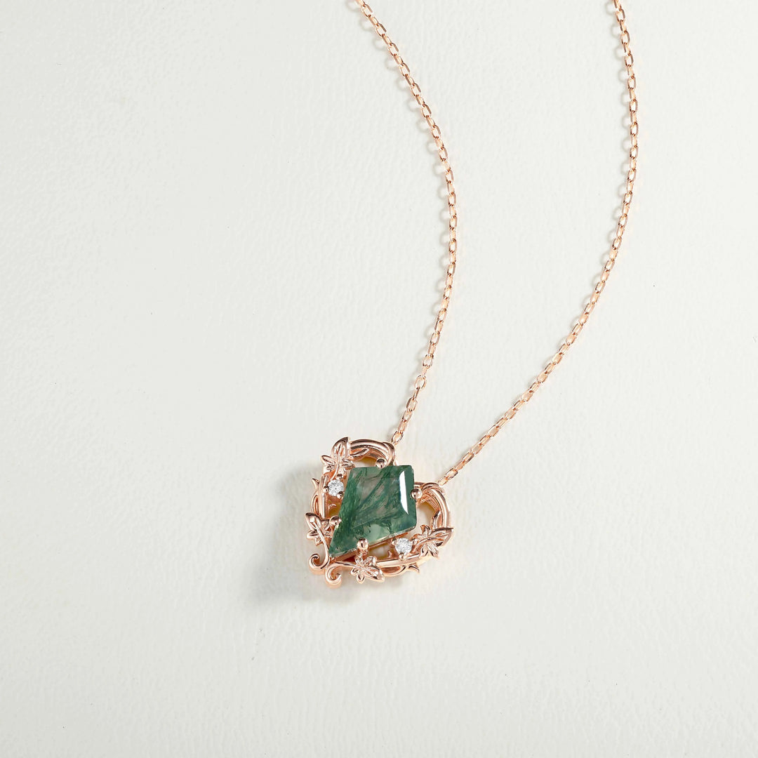 Nature Inspired Vine Heart Cut Alexandrite Pendant Necklace