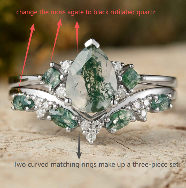 Custom 925 Sterling Silver Three-piece Ring Set US 9  for Tiffany Scaturro