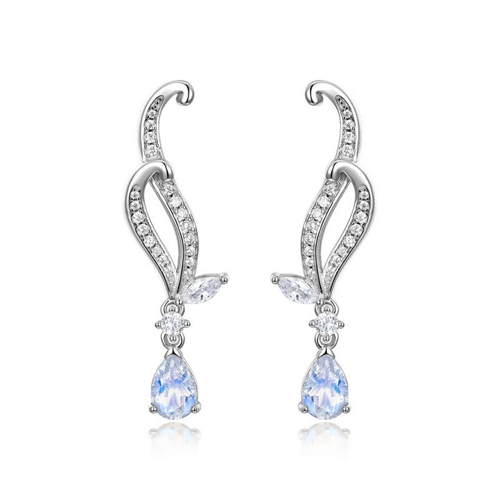 Pear Cut Moonstone Earrings Anniversary Gift for Her