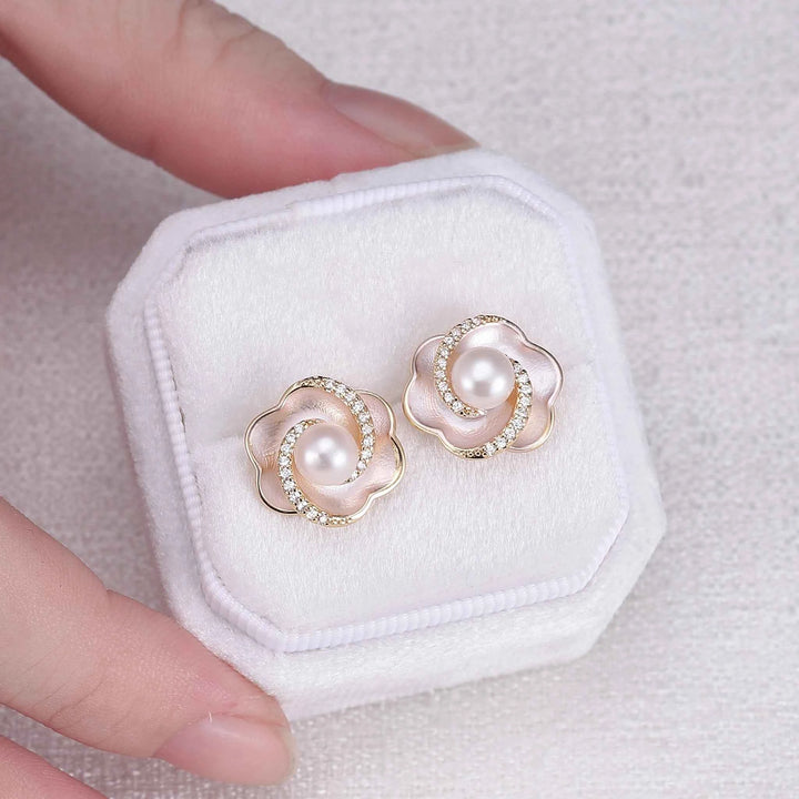 Akoya Pearl Flora Earrings Anniversary Gift for Her