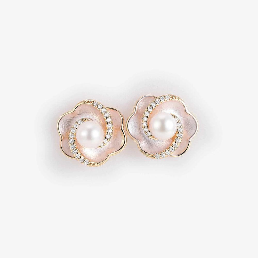 Akoya Pearl Flora Earrings Anniversary Gift for Her