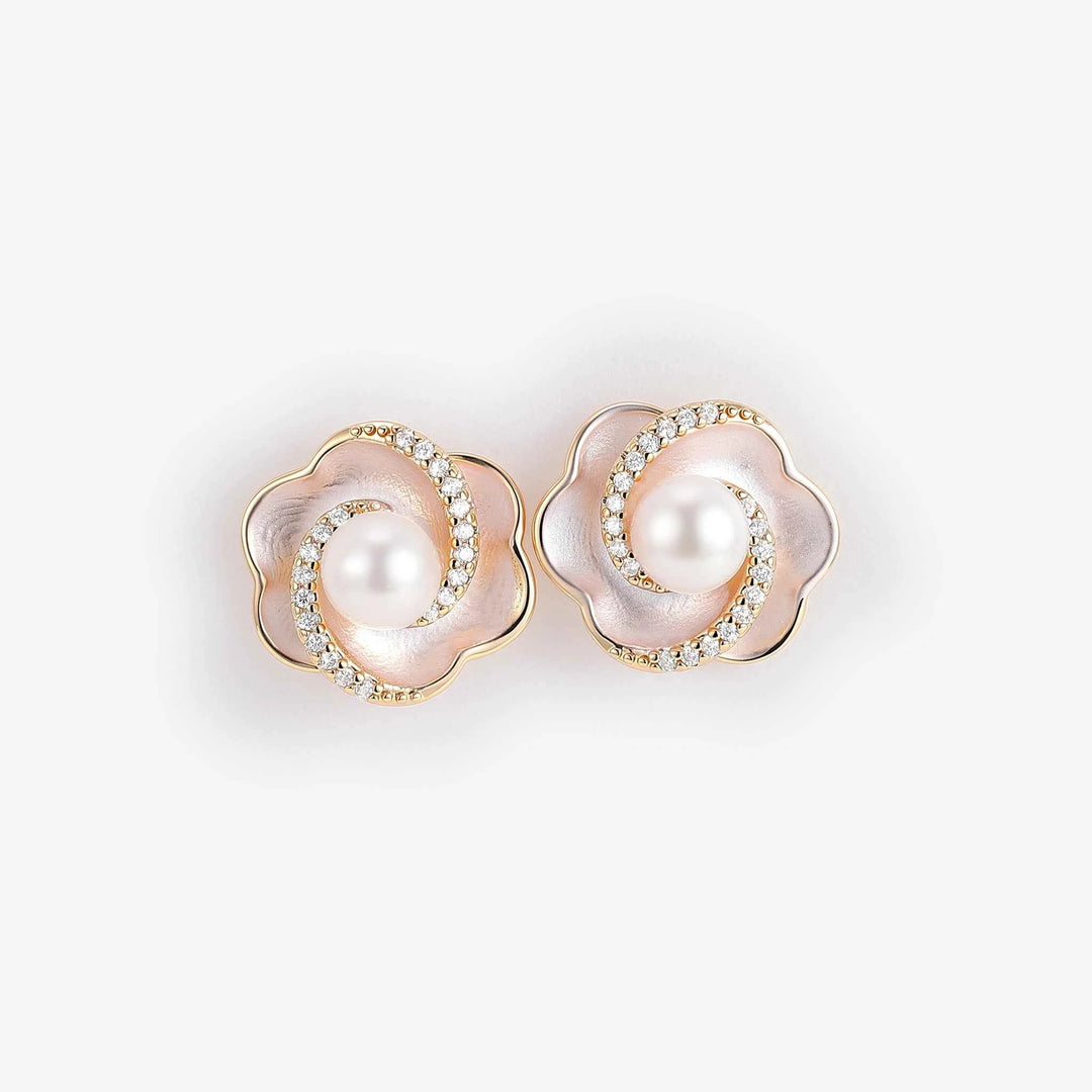 Akoya Pearl Flora Earrings Anniversary Gift for Her