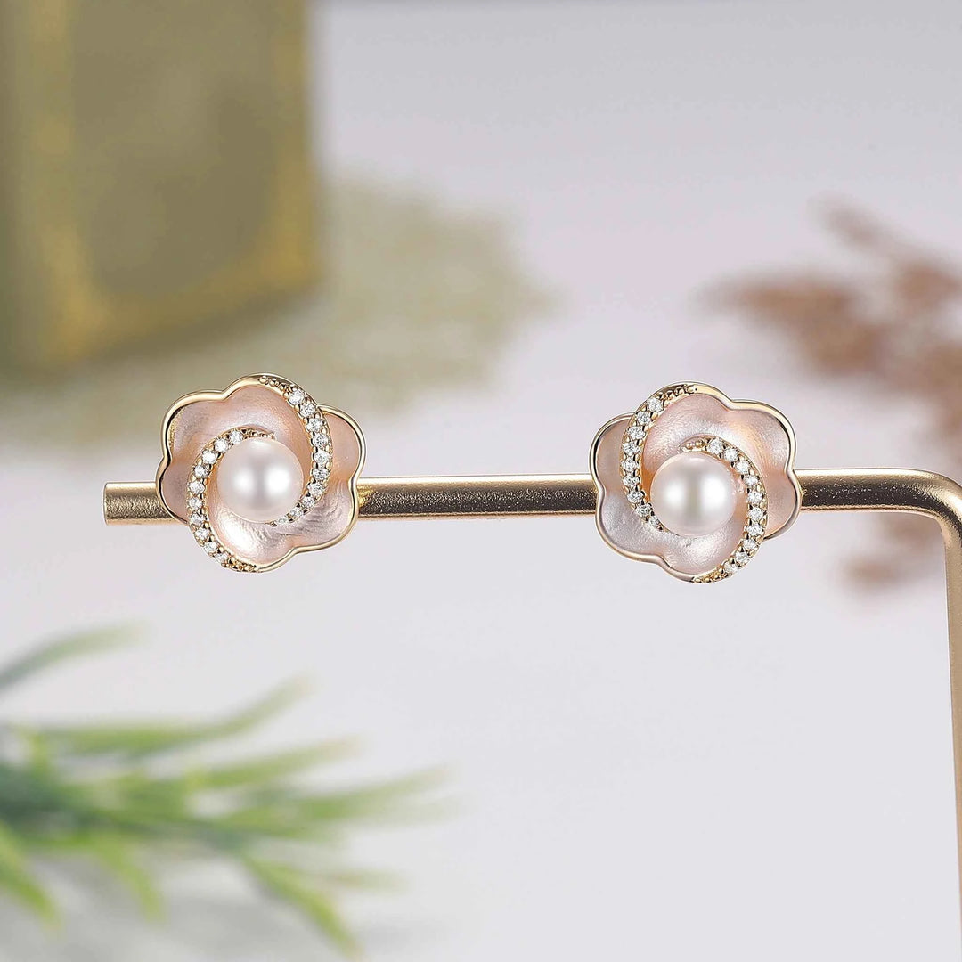 Akoya Pearl Flora Earrings Anniversary Gift for Her