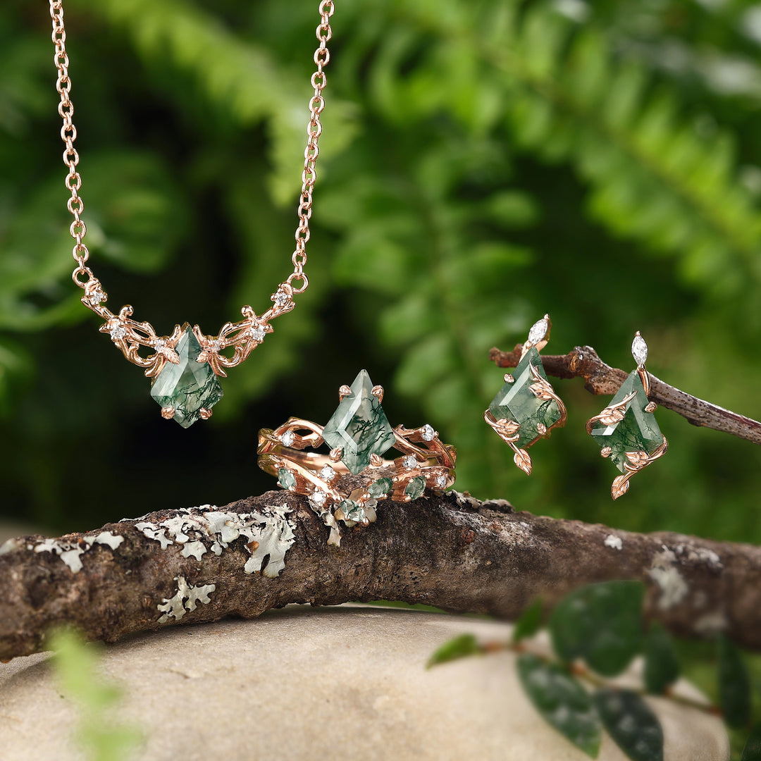 Nature Inspired Vines Moss Agate Collection