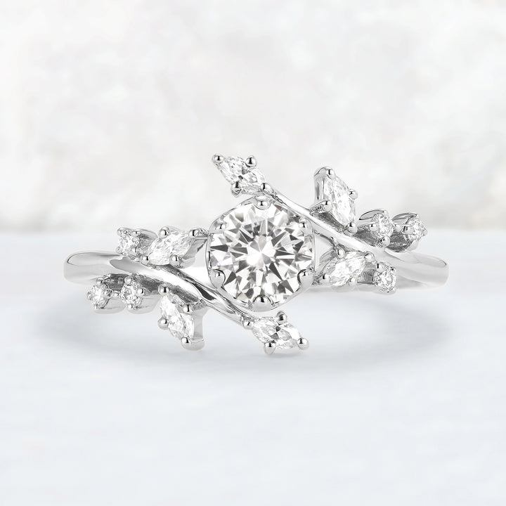 Celestial Olive Branch with 0.5 Carat Round Certified Lab Diamond Ring in 14K Rose Gold