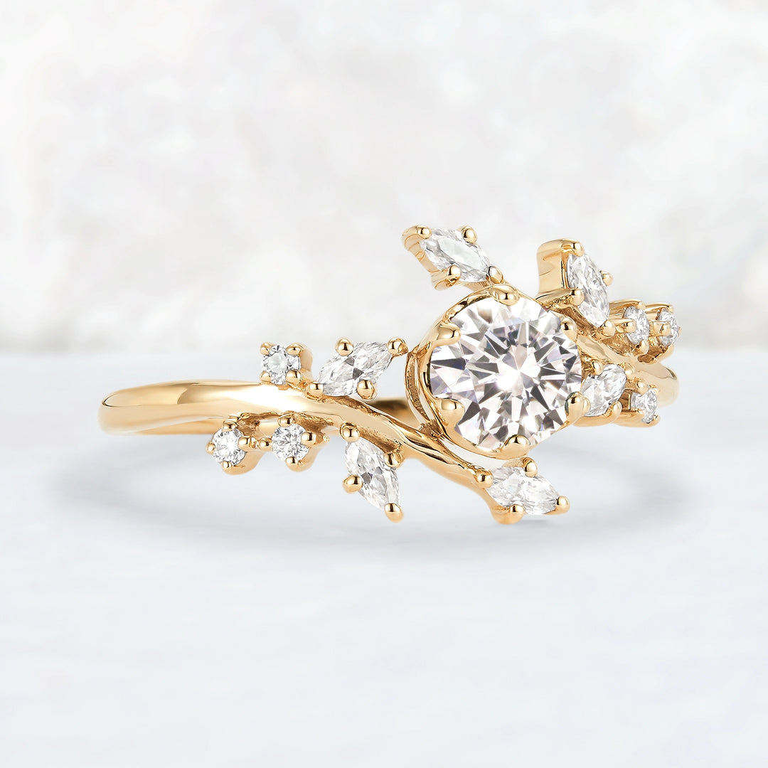 Celestial Olive Branch with 0.5 Carat Round Certified Lab Diamond Ring in 14K Rose Gold