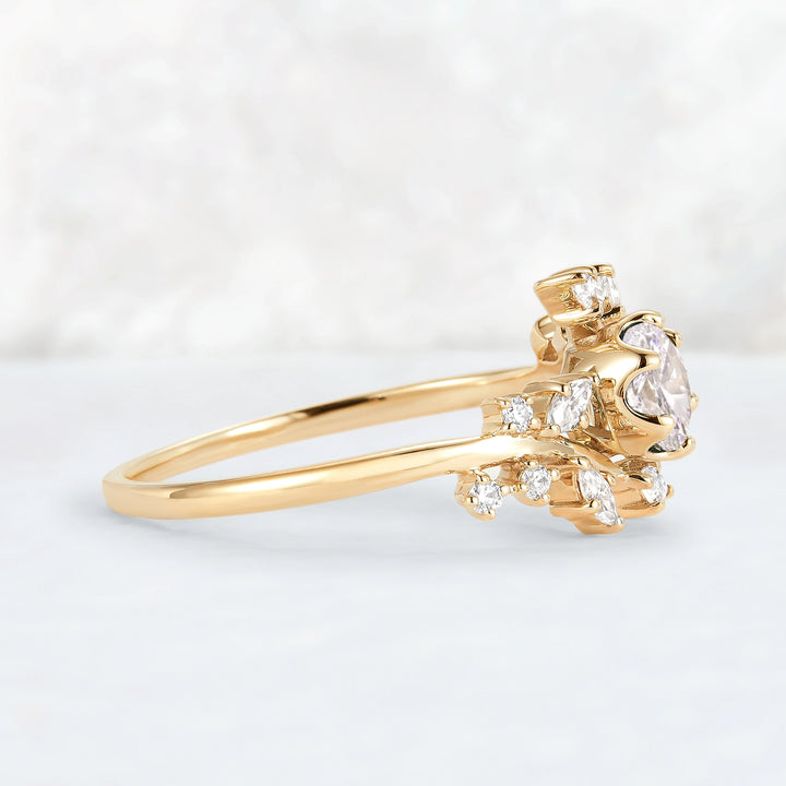 Celestial Olive Branch with 0.5 Carat Round Certified Lab Diamond Ring in 14K Rose Gold