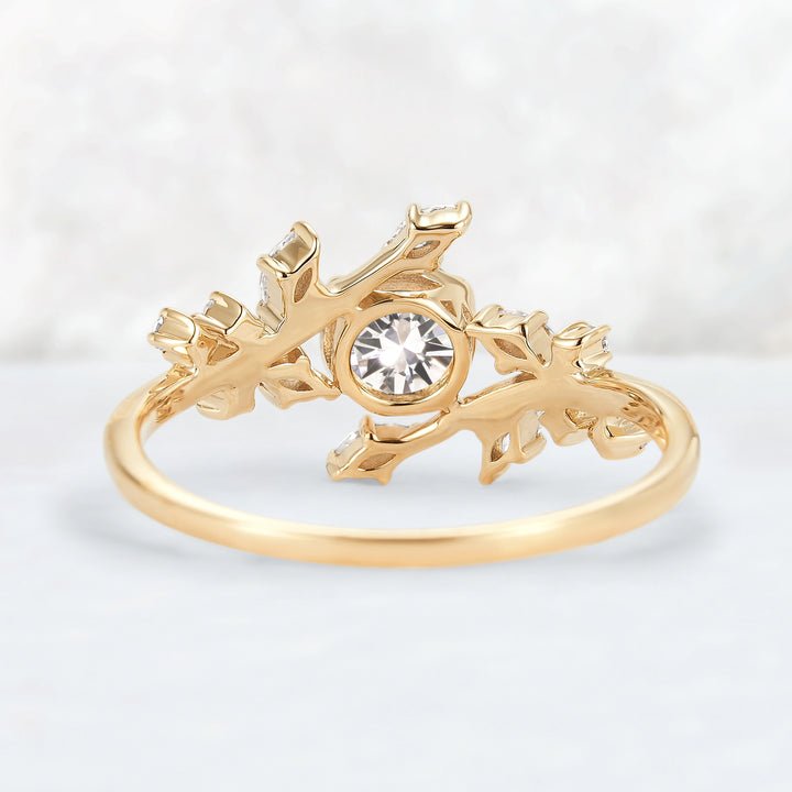 Celestial Olive Branch with 0.5 Carat Round Certified Lab Diamond Ring in 14K Rose Gold