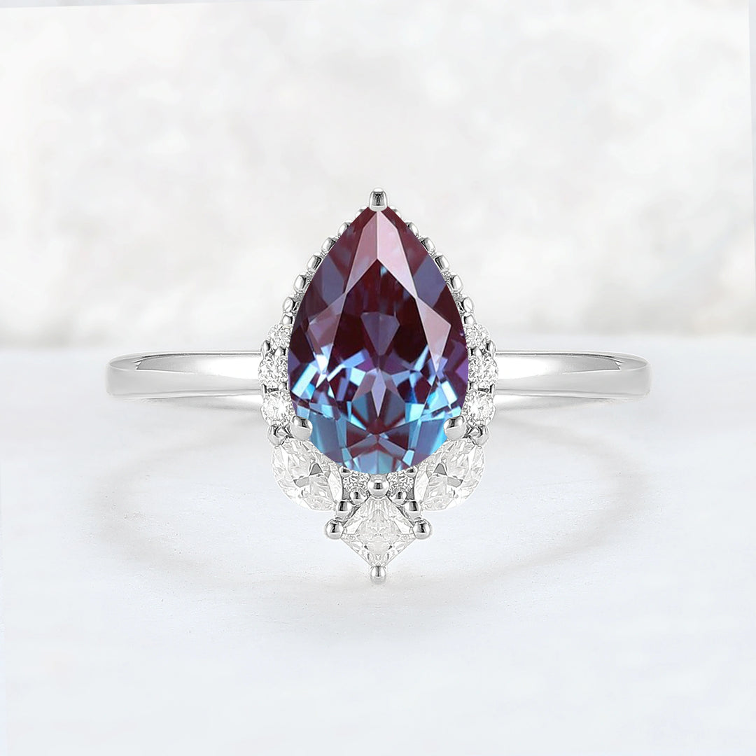 Charlotte Pear Cut Alexandrite Mysterious Gemstone Ring