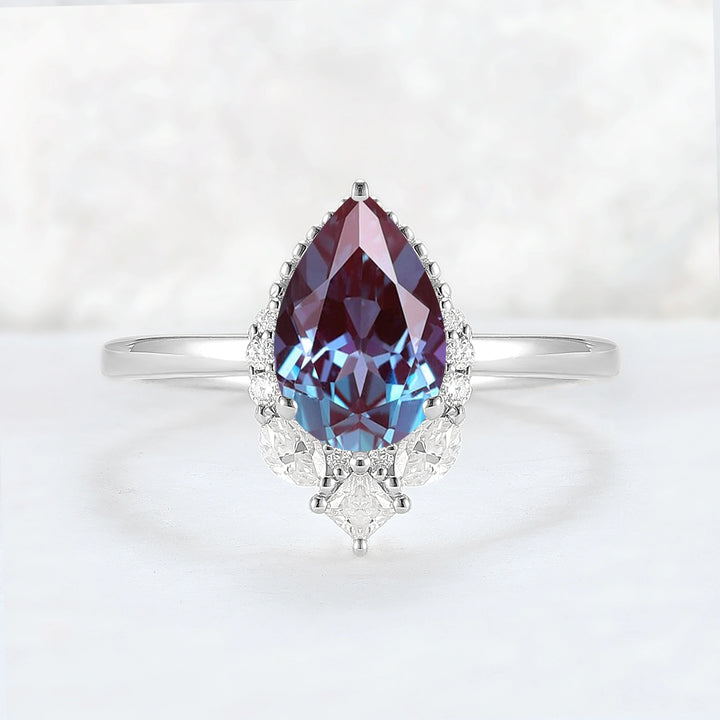 Charlotte Pear Cut Alexandrite Mysterious Gemstone Ring