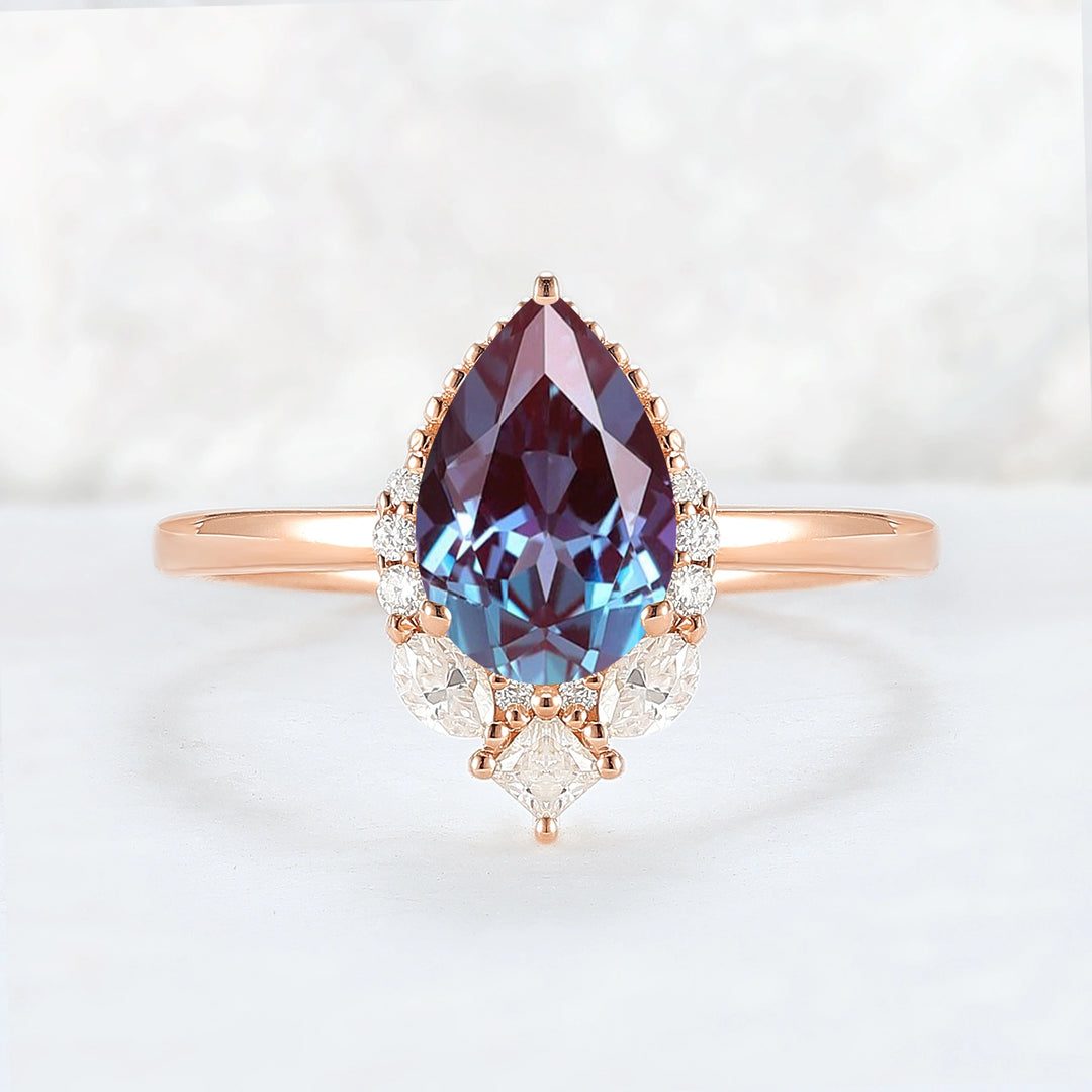 Charlotte Pear Cut Alexandrite Mysterious Gemstone Ring