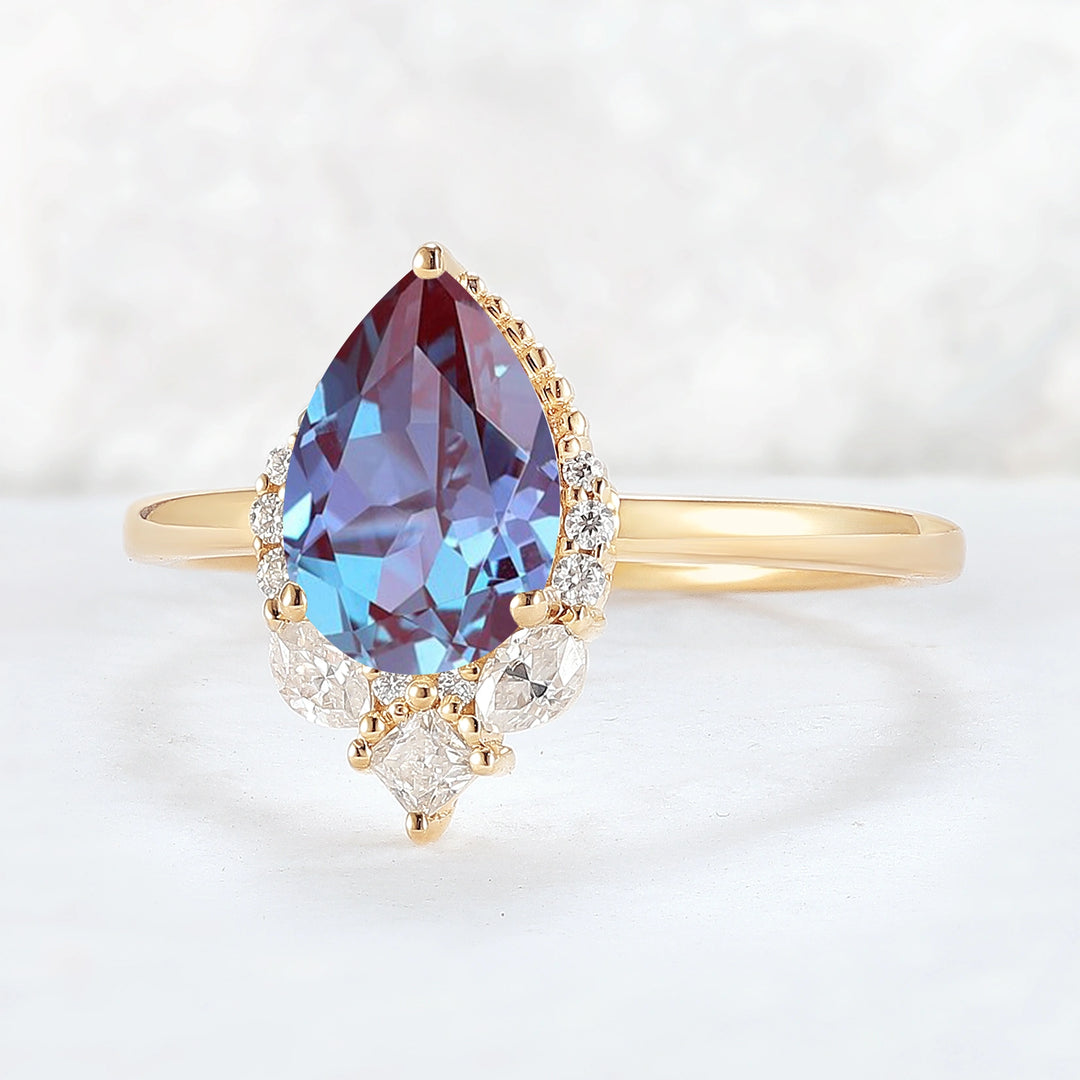 Charlotte Pear Cut Alexandrite Mysterious Gemstone Ring