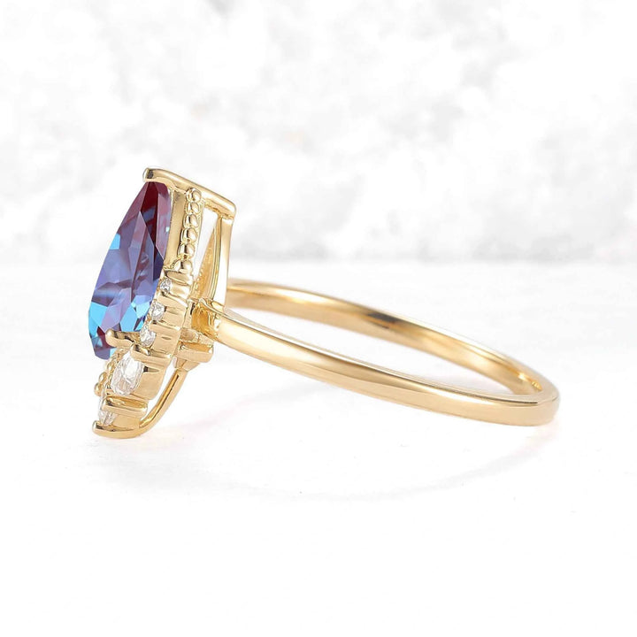Charlotte Pear Cut Moissanite Gemstone Ring