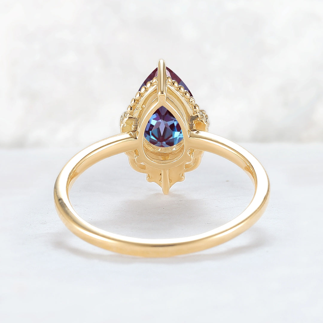 Charlotte Pear Cut Alexandrite Mysterious Gemstone Ring