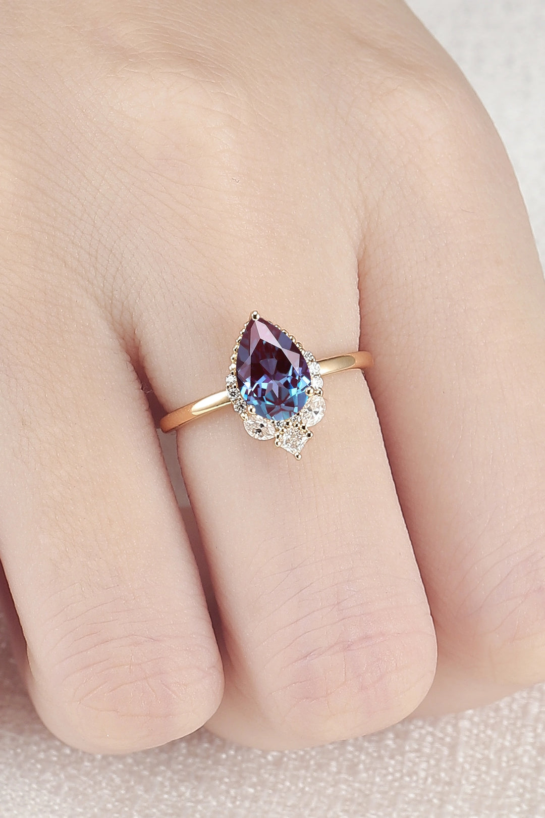 Charlotte Pear Cut Alexandrite Mysterious Gemstone Ring