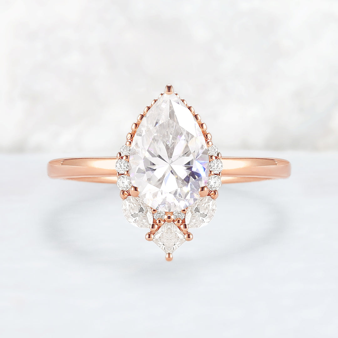 Charlotte Pear Cut Moissanite Gemstone Ring