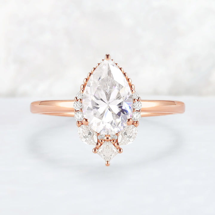 Charlotte Pear Cut Moissanite Gemstone Ring