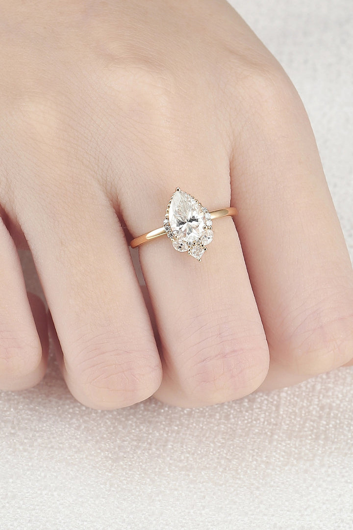 Charlotte Pear Cut Moissanite Gemstone Ring