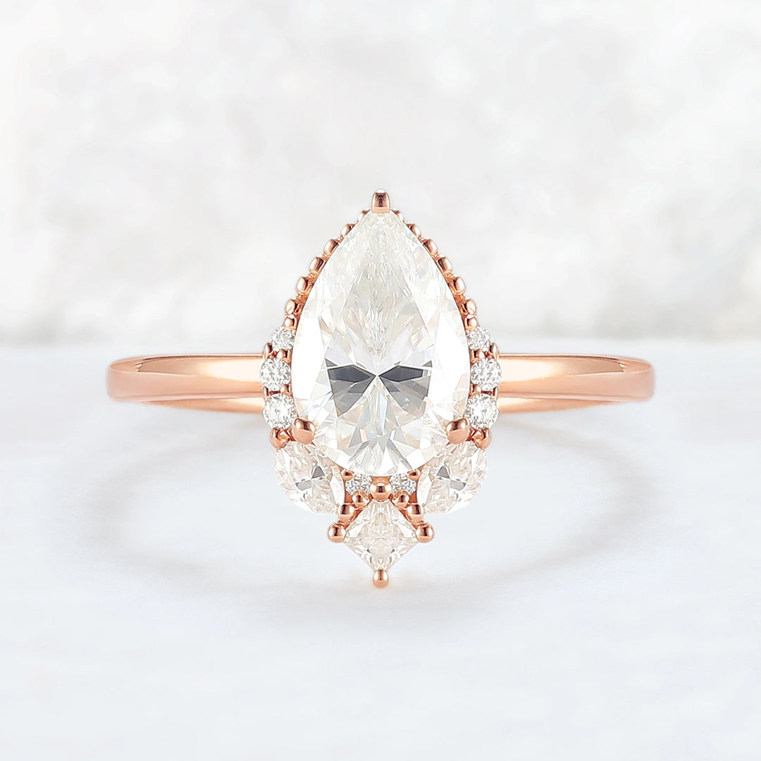 Charlotte Pear Cut Moissanite Gemstone Ring
