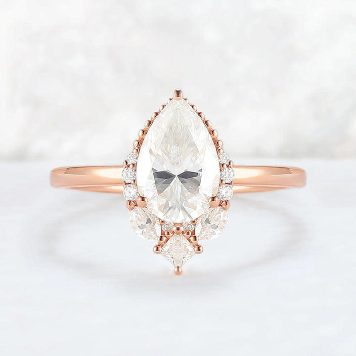 Charlotte Pear Cut Moissanite Gemstone Ring