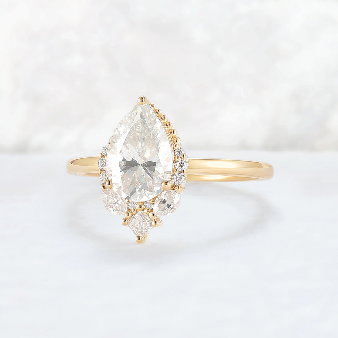 Charlotte Pear Cut Moissanite Gemstone Ring