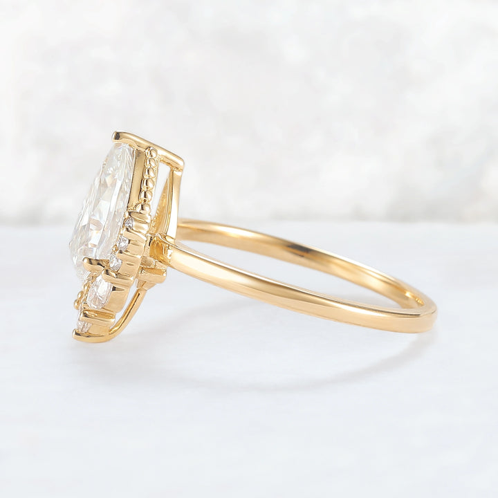 Charlotte Pear Cut Moissanite Gemstone Ring