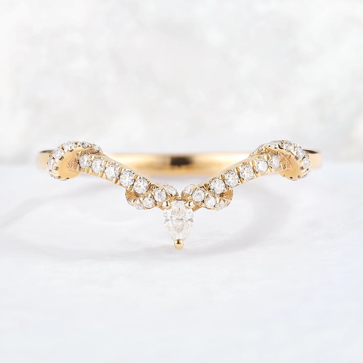 Chevron Marquise Moissanite Rose Gold Stacking Ring