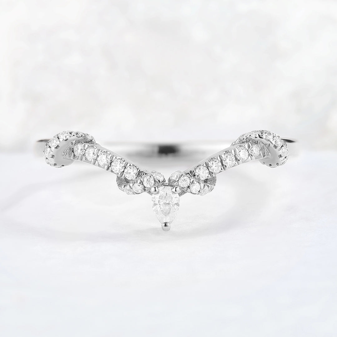 Chevron Marquise Moissanite Rose Gold Stacking Ring