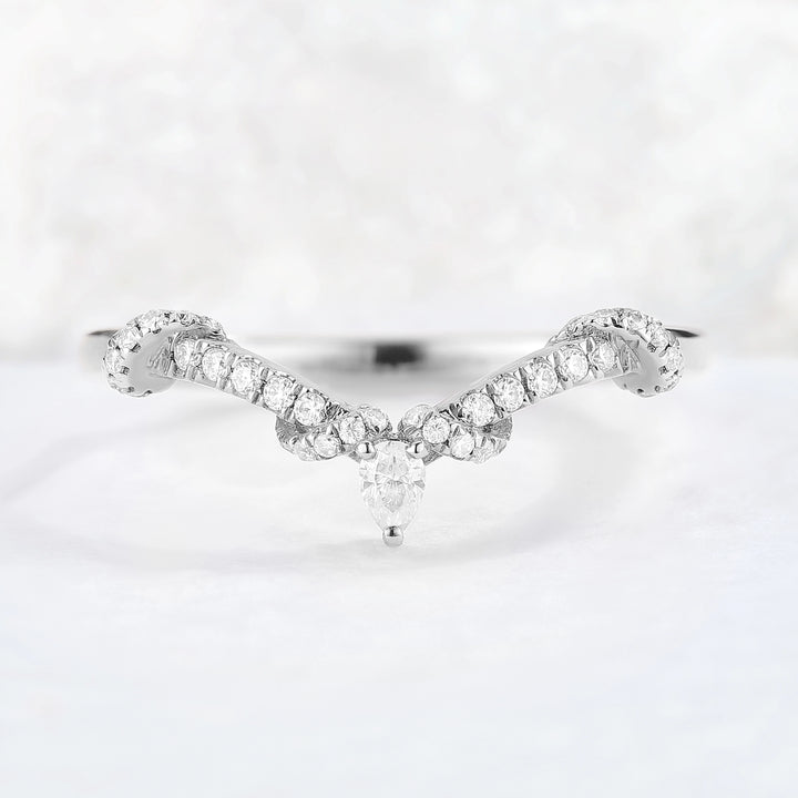 Chevron Marquise Moissanite Rose Gold Stacking Ring