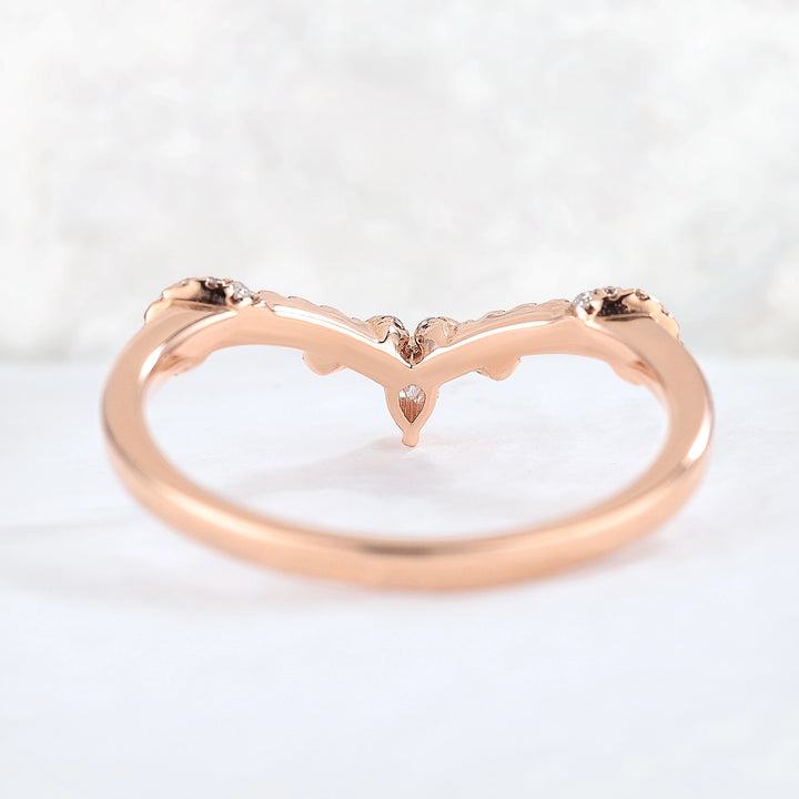 Chevron Marquise Moissanite Rose Gold Stacking Ring