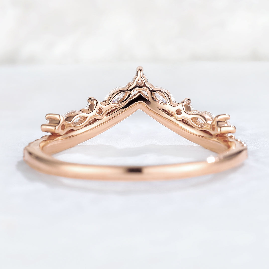 Chevron Moissanite 10k Rose Gold Stacking Ring