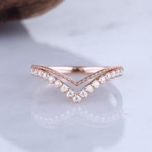 Chevron Moissanite 14k Solid Gold Wedding Band