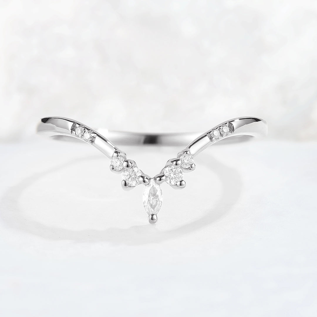 Chevron Moissanite Rose Gold Stacking Ring