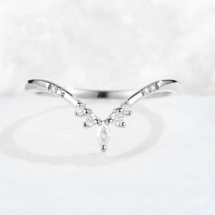 Chevron Moissanite Rose Gold Stacking Ring