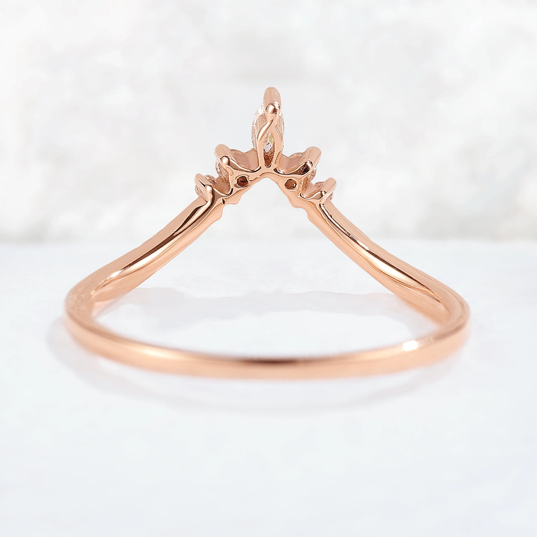 Chevron Moissanite Rose Gold Stacking Ring