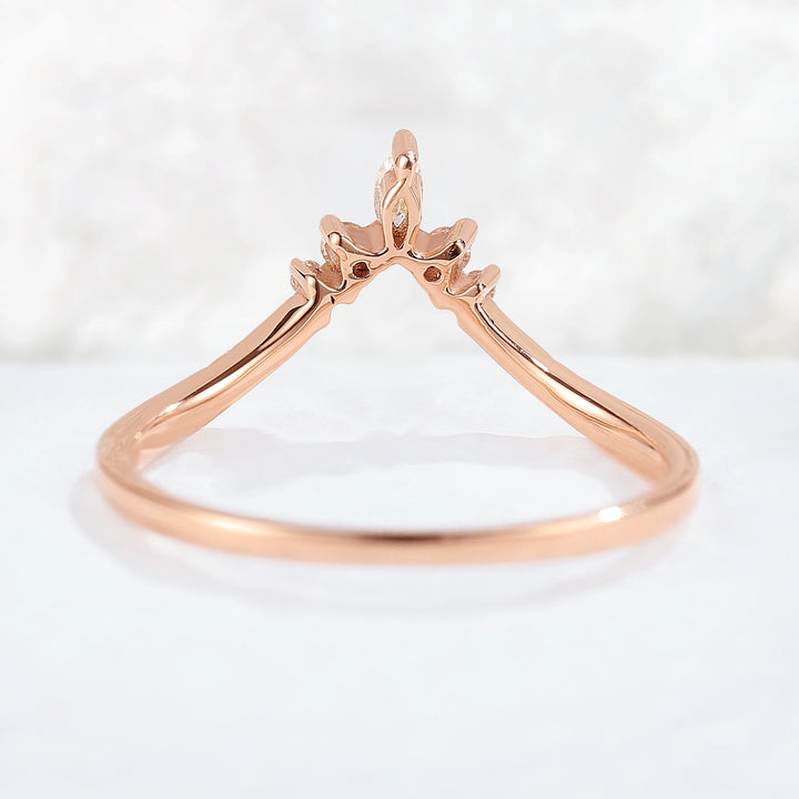Chevron Moissanite Rose Gold Stacking Ring